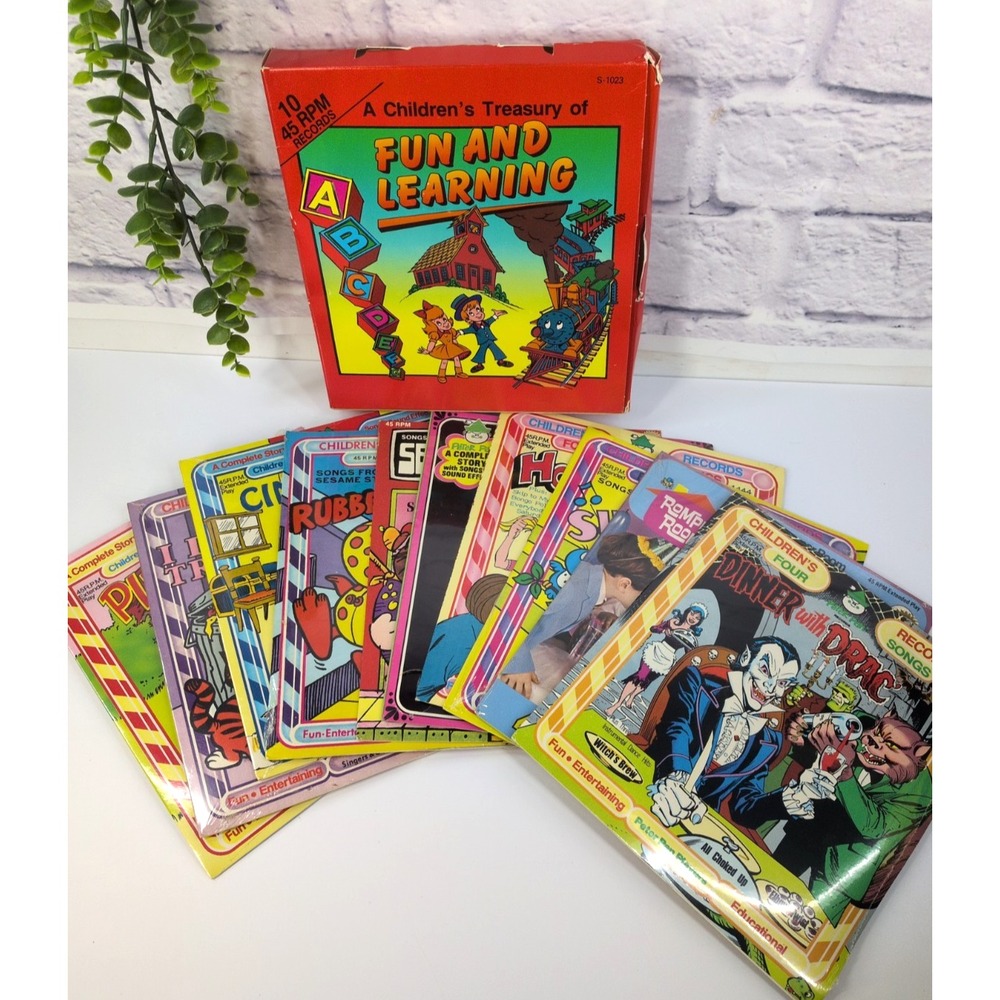 VTG NEW🚨A Childrens TREASURY Fun Learning 10 45 RPM 7" RECORDS PeterPan KidCore